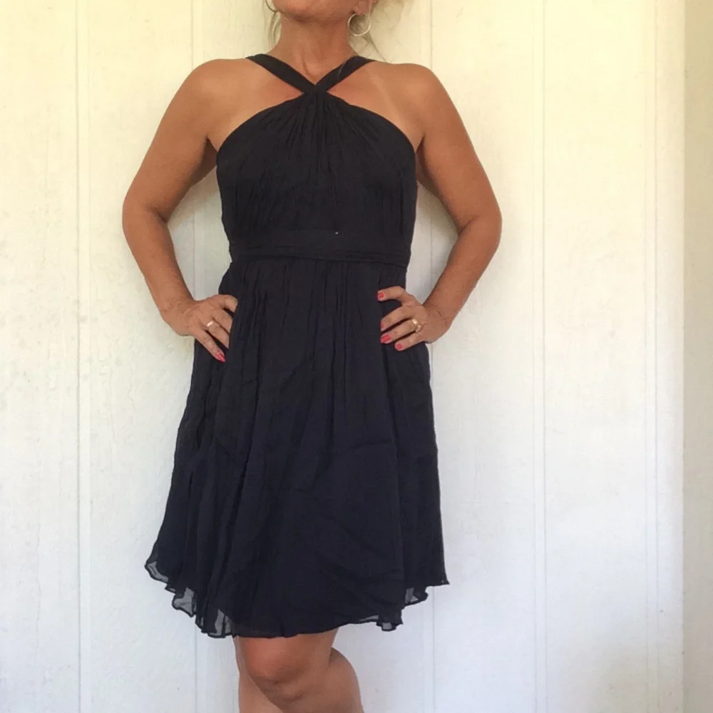 J. CREW BLACK SILK CHIFFON COCKTAIL DRESS SIZE 4